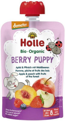 Holle Gourde Pouchy Pomme Pêche Fruits des Bois Bio +8m 100g