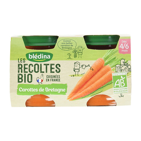 Blédina Récoltes Bio Carottes 2 x 130g