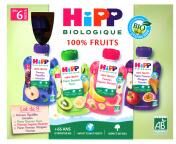 HiPP 100% Fruits dès 6 Mois Bio 8 Gourdes - Boîte 8 gourdes de 90 g