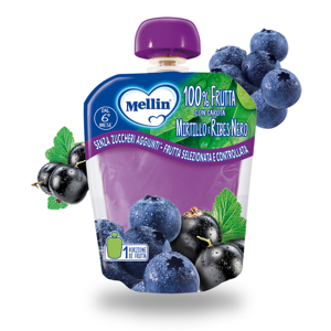 Danone Nutricia Spa Soc.Ben. Mellin Pouch Mirtillo-Ribes 90g - Merenda per Bambini a Base di Purea di Frutta