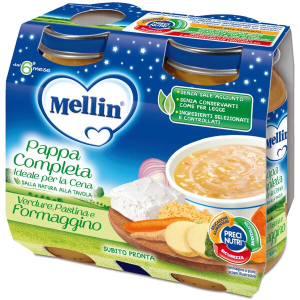 danone nutricia spa soc.ben. mellin cena completa pastina verdure formaggino 6 mesi+ 2x200g