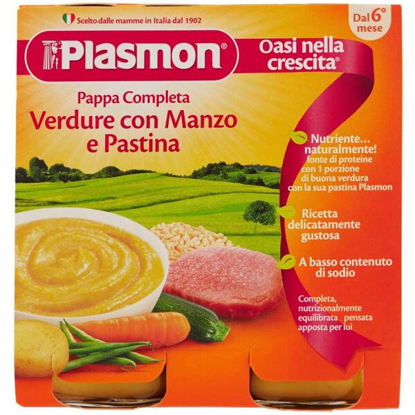 plasmon la pappa completa verdure, manzo e pastina 2 x 190 g