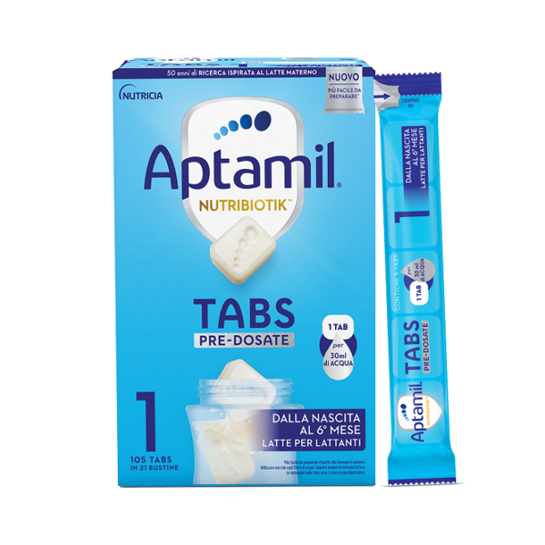 aptamil nutribiotik 1 tabs pre-dosate latte dalla nascita 21 bustine