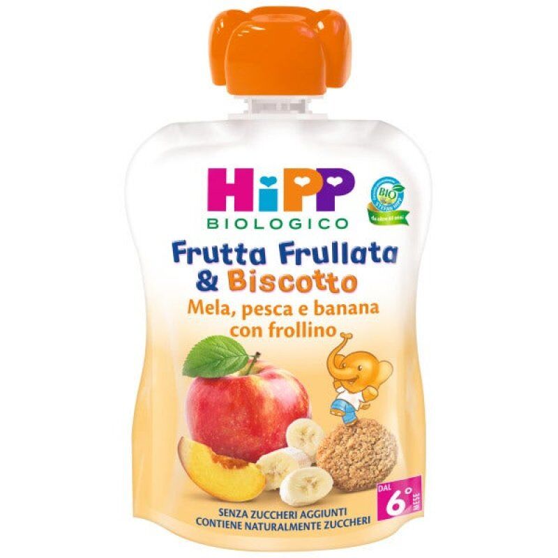 Hipp Italia Srl Frutta Frullata & Biscotto Hipp Biologico Mela Pesca Banana 90g