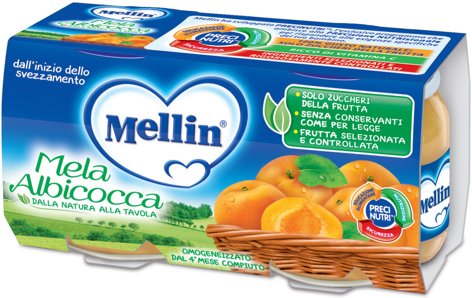 Omogeneizzato Mellin Mela Albicocca 2x100g