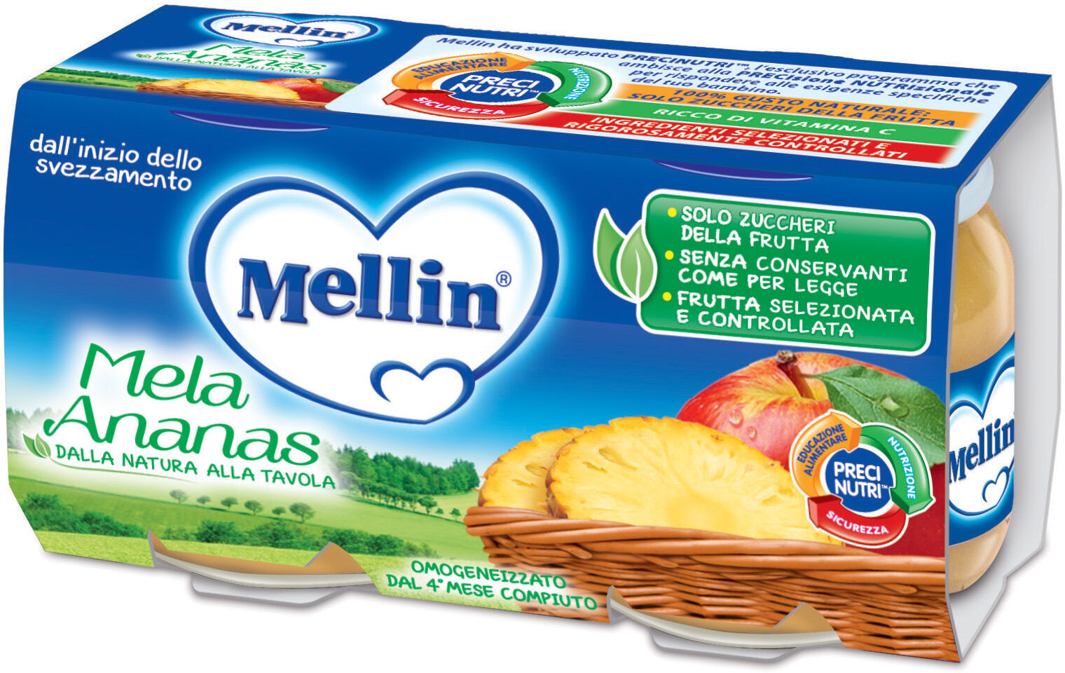 Omogeneizzato Mellin Mela Ananas 2x100g