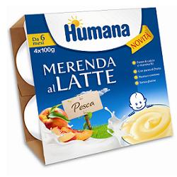 Humana Merenda al Latte Gusto Pesca 4x100 g