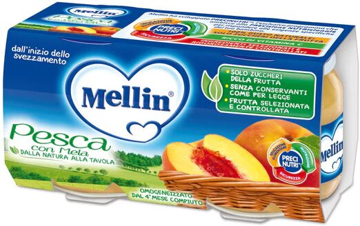 Mellin Omogeneizzato Pesca Con Mela 2 Vasetti 100 g