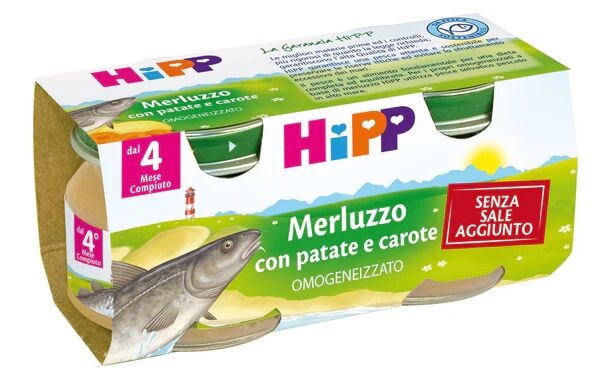 HIPP Omogeneizzato Merluzzo Con Patate E Carote 80 g 2 Vasetti