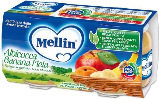 Mellin Omogeneizzato Albicocca Banana Mela 2 Vasetti 100 g