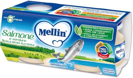 Mellin Omogeneizzato Salmone E Verdure 2 Vasetti 80 g