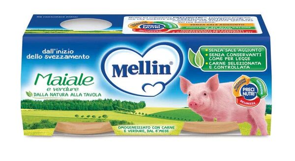 Mellin Omogeneizzato Di Maiale Con Verdure 2 Vasetti 80 g