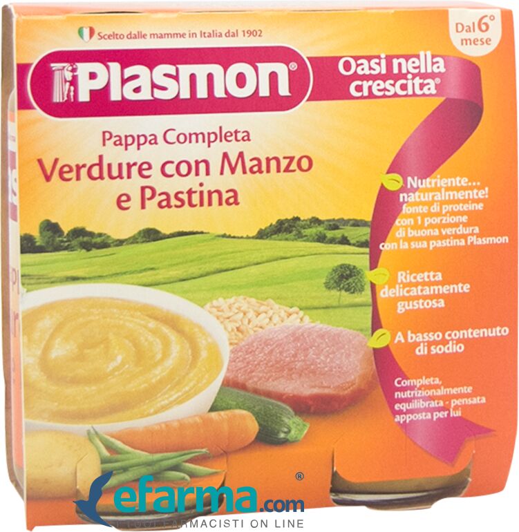 Plasmon Omogenizzato Manzo e Verdure 2 Vasetti da 80 g