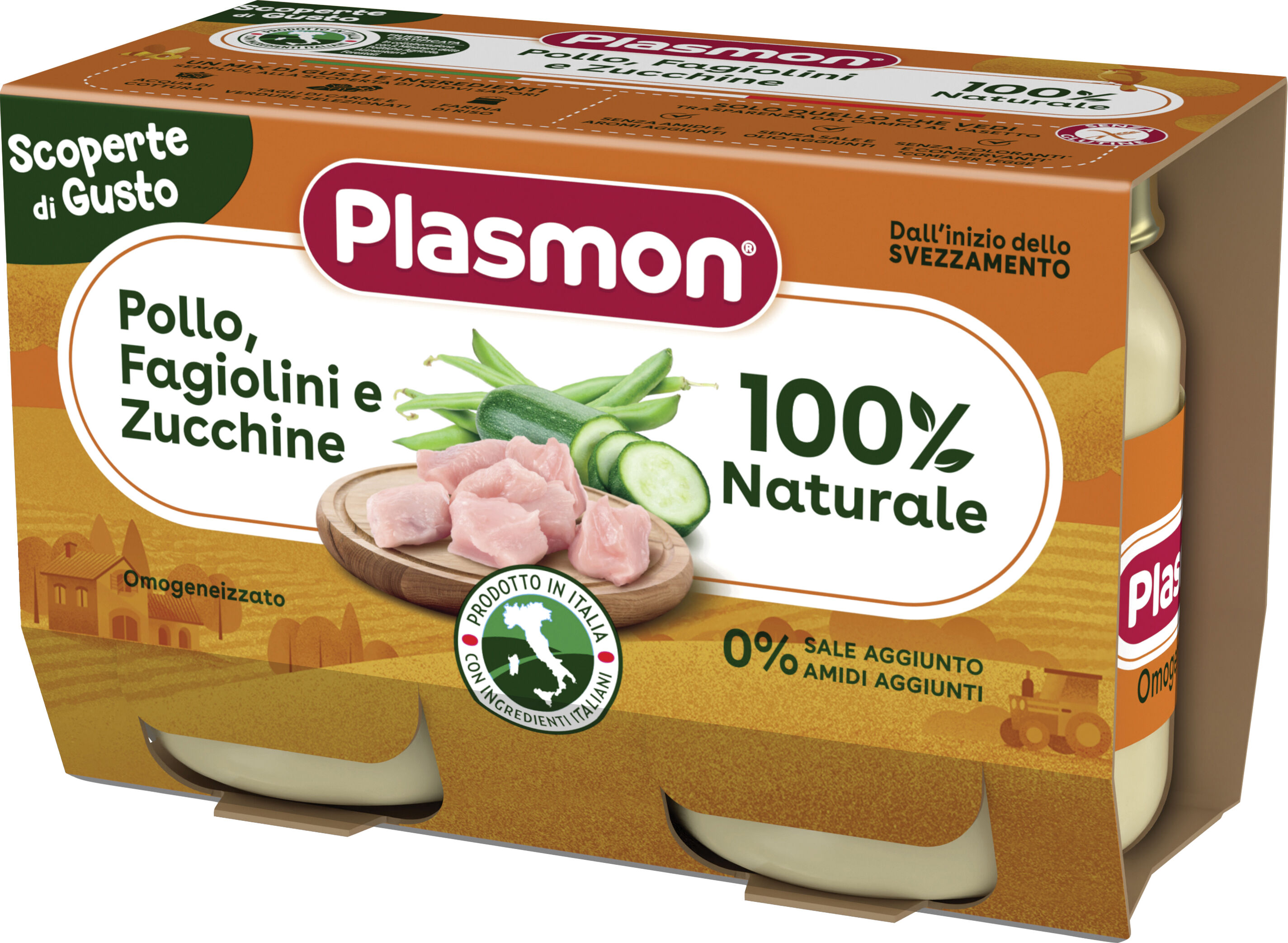 PLASMON omogeneizzati pollo fagiolini zucchine 2 pezzi da 120 g