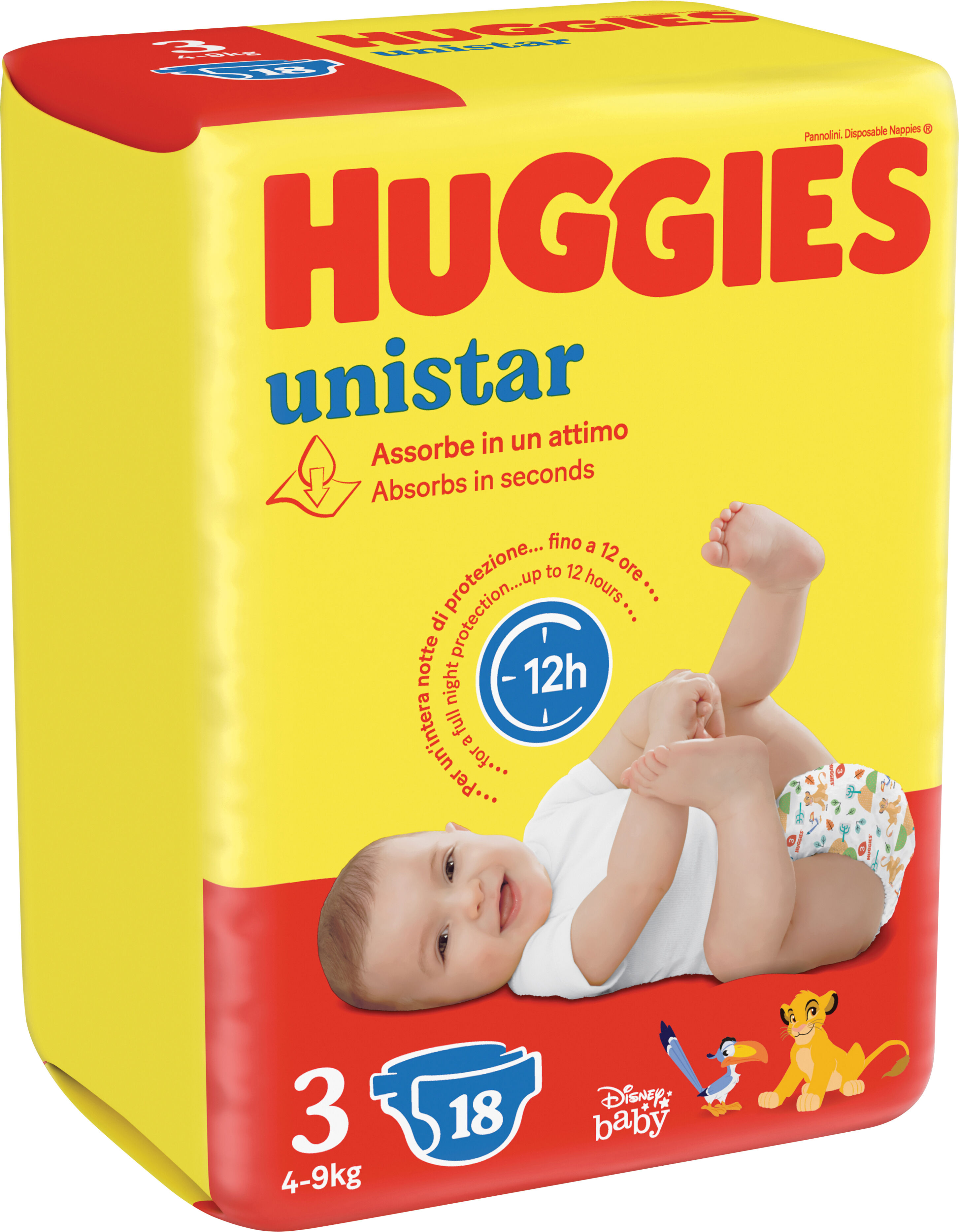 HUGGIES unistar base 3 pannolino 4 confezioni da 18 pezzi