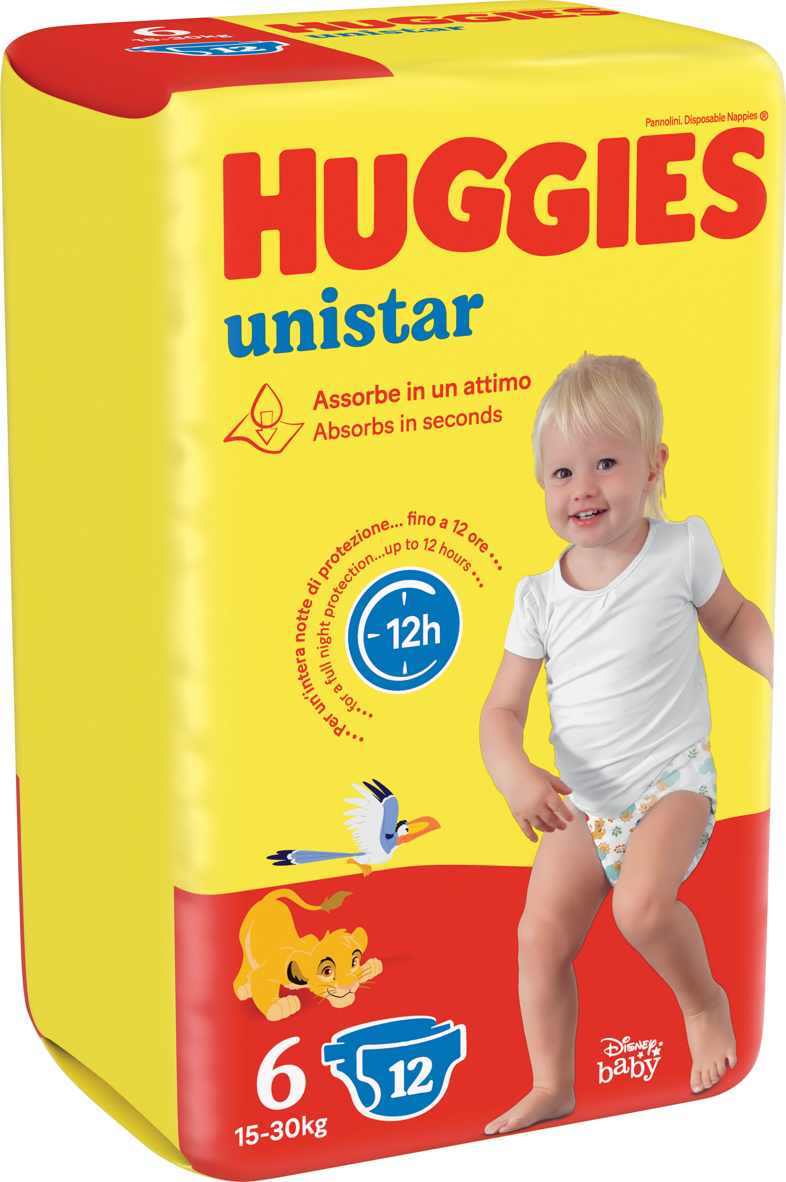 HUGGIES unistar base 6 pannolino 6 confezioni da 12 pezzi