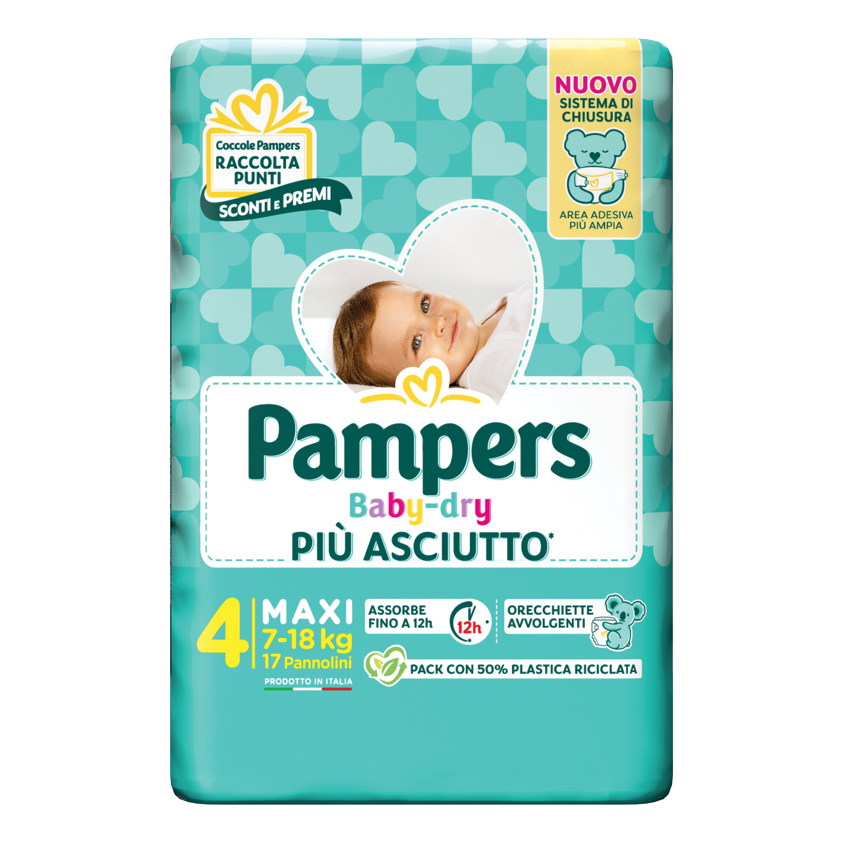 PAMPERS baby dry pannolino downcount maxi 17 pezzi