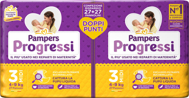 PAMPERS progressi pannolino midi pacco doppio 54 pezzi