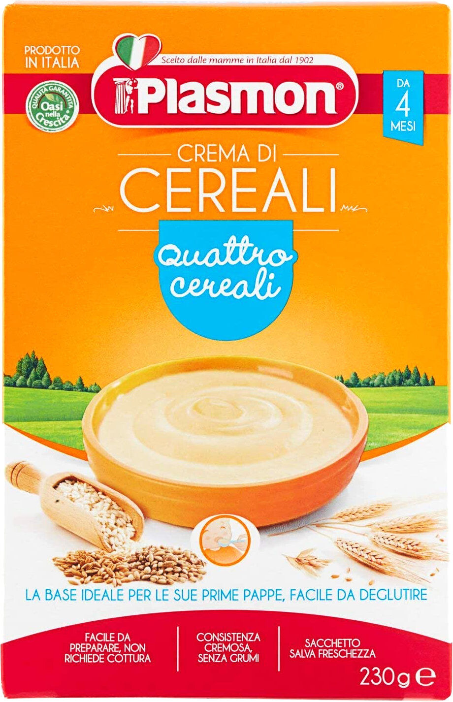 PLASMON Crema Di Cereali Quattro Cereali Da 4 Mesi 230 Grammi