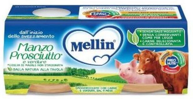 Mellin Omogeneizzato Manzo/prosciutto/verdure 2x80 Gr