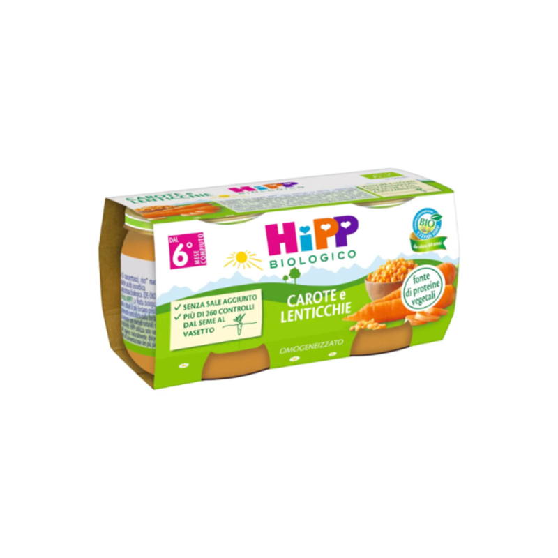 Hipp Bio Omogeneizzato Carote/lenticchie 2x80 Gr