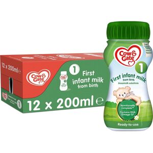 Cow & Gate 1 First Infant Baby Milk Ready to Use Liquid Formula, from Birth, 200