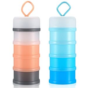Wanglaowu 2 Pcs Baby Milk Powder Dispensers, Stackable Portable Infant Baby Powder Milk Dispensers, 4 Layers Formula Powder Storage Dispensers Pots Boxes Container for Grain/Food/Fruit/Snacks/Cereal