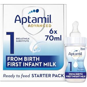 Aptamil Advanced 1 First Baby Milk Formula Starter Pack Ready to Use Liquid, from Birth, 6x70 ml