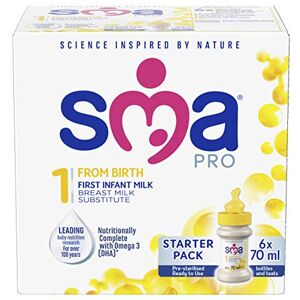 SMA PRO First Infant Baby Milk Starter Pack, Ready to Drink, From Birth (6x70ml)