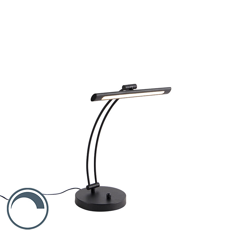 QAZQA Lampe de table design noire avec LED avec variateur - Tableau
