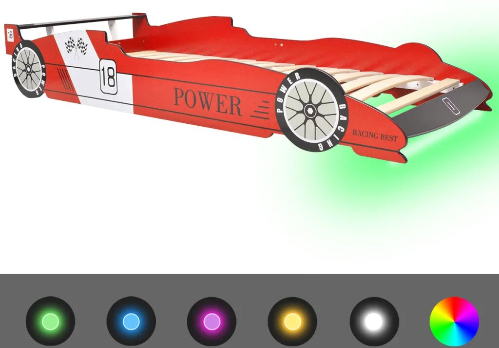 vidaXL Lit voiture de course pour enfants avec LED 90 x 200 cm Rouge