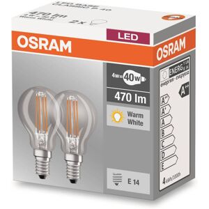 Osram LED-Lampe E14 4W 827 Tropfen Filament 2er-Set