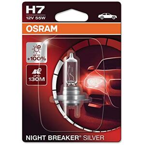 Osram Night Breaker Silver H7, +100% mehr Helligkeit, Halogen-Scheinwerferlampe, 64210NBS-01B, 12V Pkw, Einzelblister (1 Lampe)