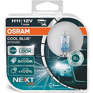 Osram 64211CBN-HCB Cool Intense H11, 100 Prozent mehr Helligkeit, bis zu 5.000K, Halogen-Scheinwerferlampe, LED-Look, Duo Box (2 Lampen), Blau