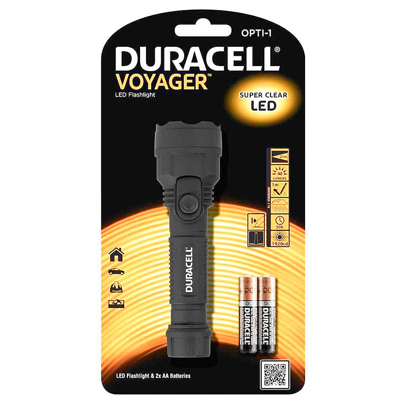Duracell Voyager Opti-1 Taschenlampe inkl 2 AA Duracell Batterien