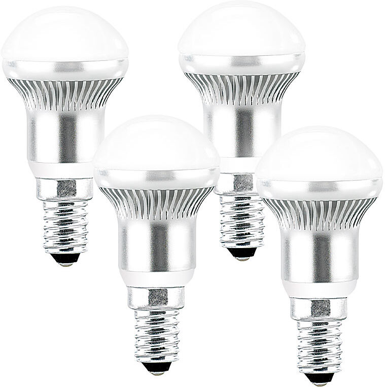 Luminea 3x1W-LED-Energiesparlampe, R50, E14, kaltweiß, 185 lm, 4er-Set