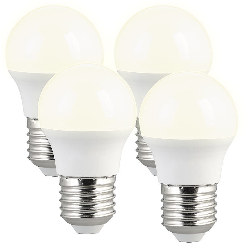 Luminea 4er-Set LED-Lampen, E27, 3 Watt, G45, 240 Lumen, warmweiß