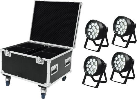 EuroLite LED IP Outdoor PAR 14x8W 4er SET, inkl. Case mit Rollen