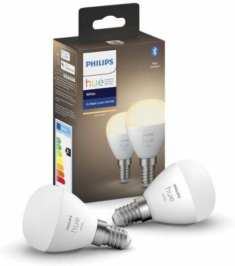 Philips HUE Hue LED White Bluetooth žárovka E14 kapka set 2ks 8719514266902 2x5,7W 2x470lm 2700K P45 I