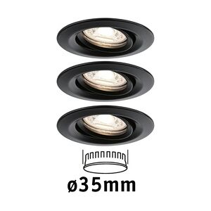 Paulmann LED Einbauleuchte Easy Dim Nova Mini Plus Coin Basisset schwenkbar  rund 66mm 15° Coin 3x4W 3x310lm 230V  2700K Schwarz matt 93085