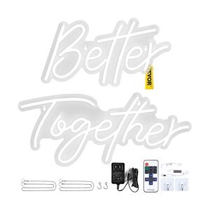 VEVOR Neonlicht Schriftzug 32 W, Better Together, Leuchtreklame Schilder, Better 43,2 x 23 cm, Together 61 x 25,4 cm, Eingangsspannung 100-240 V, Aus Silikon &  Acryl, Led deko, Licht LED Neon Schild