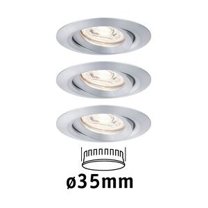 Paulmann LED Einbauleuchte Nova Mini Coin Basisset schwenkbar  rund 66mm 15° Coin 3x4W 3x310lm 230V  2700K Alu gedreht 94297