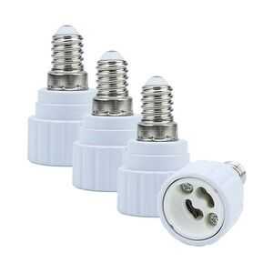 Intirilife E14 auf GU10 Lampensockel Adapter in WEISS - 4x Lampenadapter zum Umformatieren von E14 auf GU10