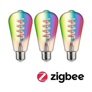 Paulmann Filament 230V Smart Home Zigbee 3.0 LED Kolben ST64 E27  3x470lm 3x6,3W RGBW+ dimmbar Gold 29164