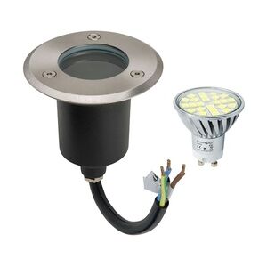 LED Bodenleuchte Bodenspot Bodenstrahler Edelstahl Rund mit 4W LED Leuchtmittel Warmweiß 2000KG belastbar IP67