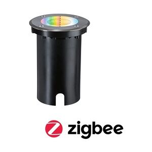Paulmann LED Bodeneinbauleuchte Smart Home Zigbee 3.0 Floor IP67 rund 110mm RGBW+ 4,9W 300lm 230V Eisen gebürstet Aluminium 94845