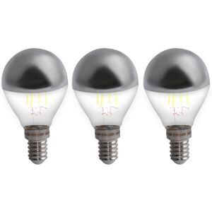 ETC-SHOP 3er Set 4Watt led Leuchtmittel Filament Kopf Spiegel Lampen silber rund 400 Lumen