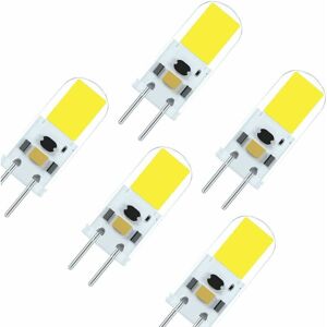 RICEEL LED-Glühbirne G6,35 GY6,35 led 2 w ac DC12 v, hohe Helligkeit, entspricht 20 Watt Halogenlampe, Kaltweiß 6000 k (5er-Pack)