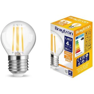 BRAYTRON E27 Filament led Leuchtmittel 4 Watt Lampe Leuchte Beleuchtung Birne Glühlampe Kugel G45 400 Lumen warmweiß (3000 k) 5 Stück