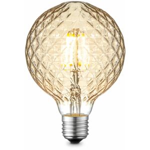 Globo LED Lampe Leuchtmittel Filament 4 Watt warmweiß 2700 Kelvin 380 Lumen E27 Fassung Glas klar amber, DxH 9,5x13,5cm